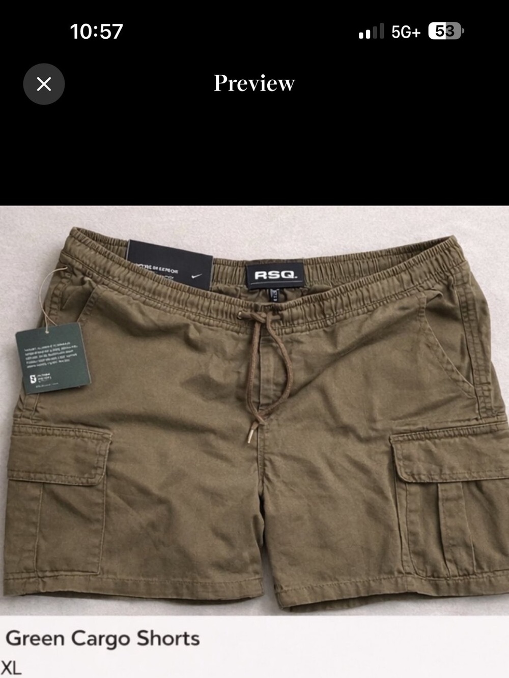 RSQ Olive Green Cargo Shorts